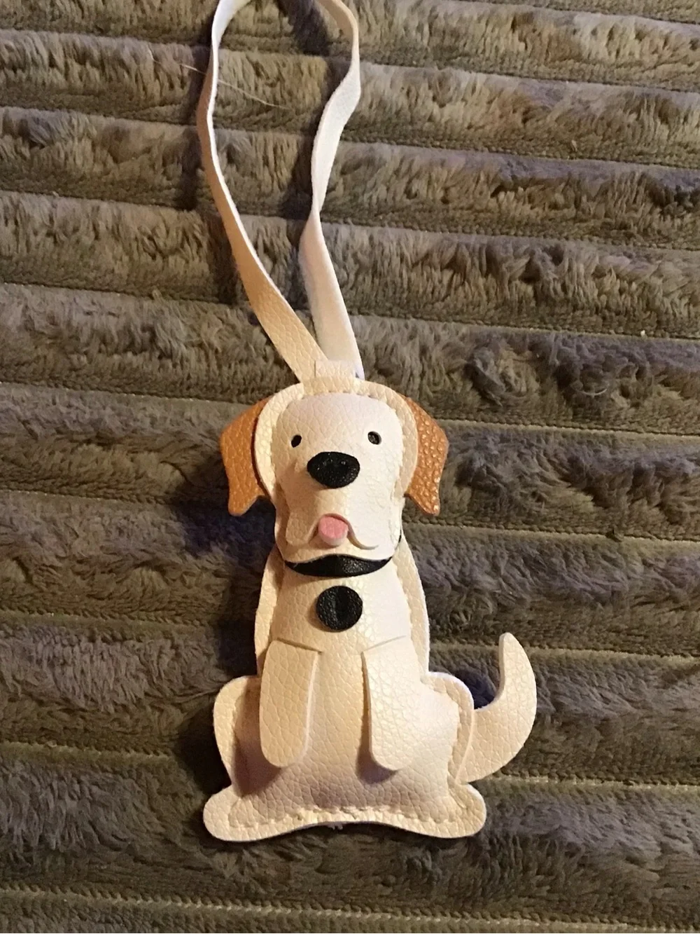 Cream and Tan Dog-Shaped Accessory Charm